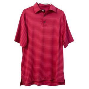 Footjoy FJ Palencia Golf Polo Shirt Mens Medium Ruby Pink Logo Sport Active